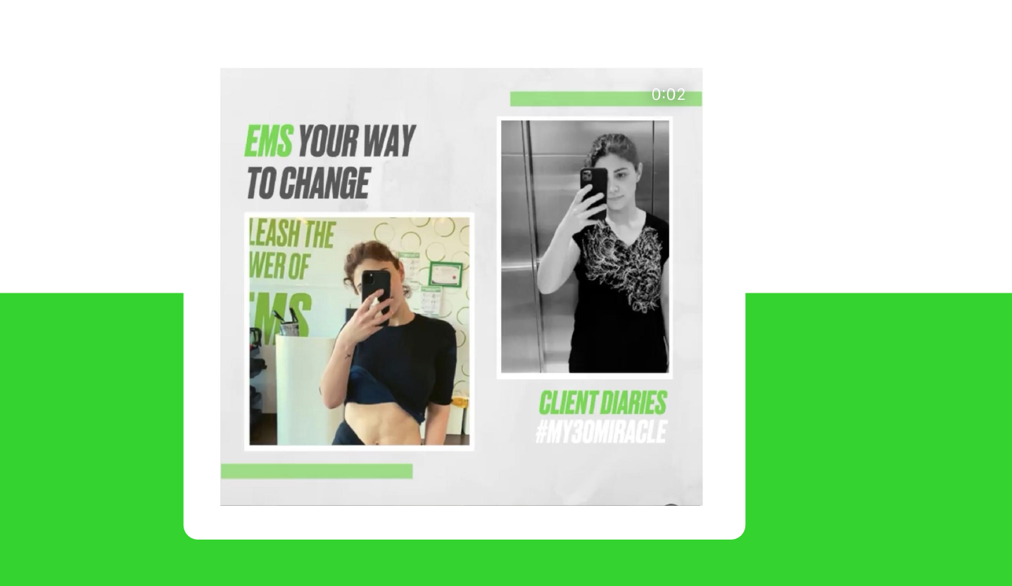 EMS training results showing before and after transformation in body shape, highlighting fat loss, muscle toning, and improved posture after consistent 20-minute sessions